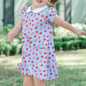The Proper Peony Parkside Pima Apples SS Aline Dress Girls 6